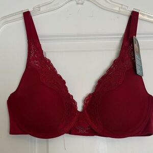 NWT Bali Deep Red Lace Bra 38C